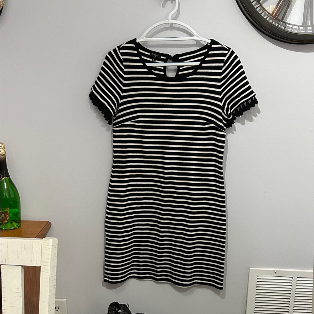 Talbots Black and White Striped Mini Dress